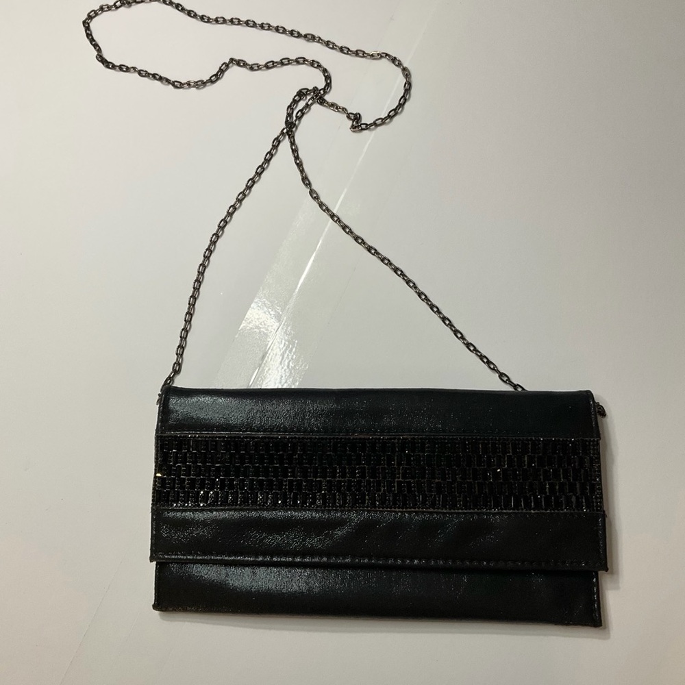 Elegant Black Chain Strap Clutch
